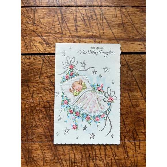 Lot of 4 'It's A Girl' Greeting Cards, Vintage Greeting Cards, New Daughter Card - Picture 5 of 7